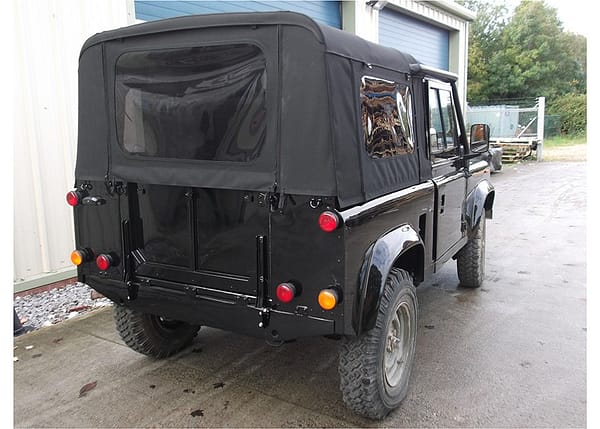 EXT247-LT188, Land Rover Defender 90 Hood, Black Stayfast Hood, Side windows